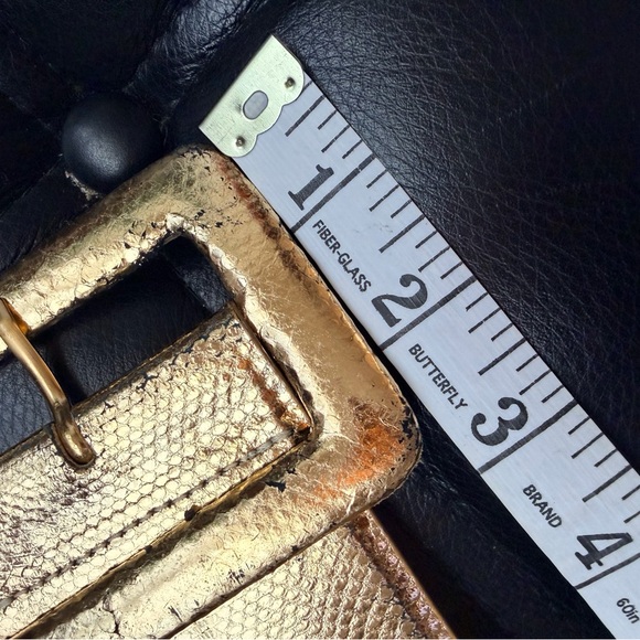 W. Kleinberg Wide Snakeskin Exotic Gold Luxury Leather Belt USA M/34\